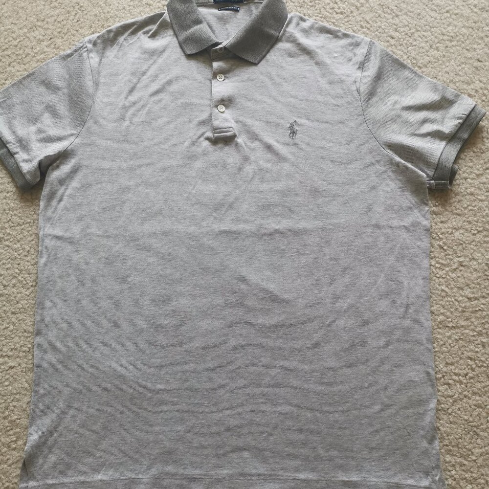 Polo Ralph Lauren CUSTOM SLIM FIT JERSEY POLO ANDOVER HEATHER/WHITE Size L